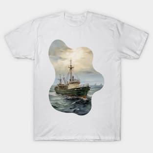 Impasto Seascape in Light Indigo T-Shirt